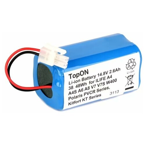 фото Аккумулятор для робота-пылесоса chuwi ilife a4, a4s, a6, a8, v7, v7s, w400. 14.8v 2.6ah (li-ion) pn: cs-ecr131vx topon