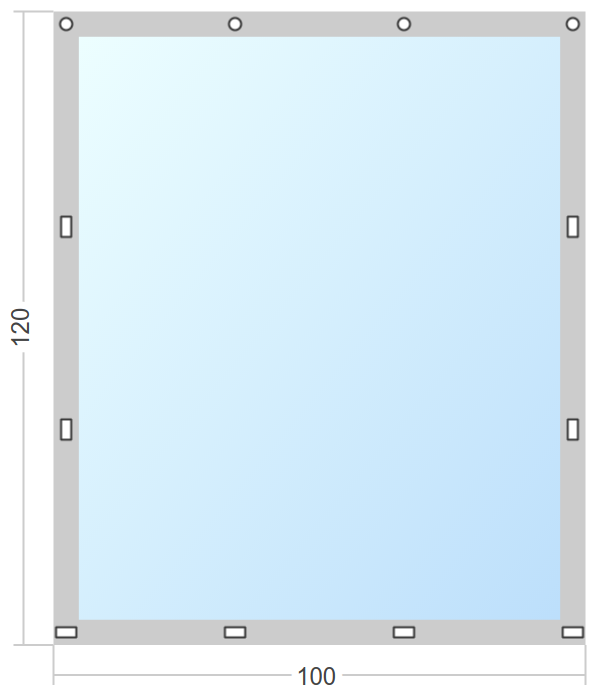 Мягкое окно Софтокна 100х120 см съемное, Скоба-ремешок, Прозрачная пленка 0,7мм, Серая окантовка, Комплект для установки - фотография № 3