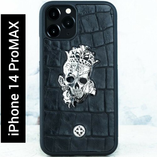 Чехол iPhone 14 Pro Max - Princess Calavera Black CROC чехол iphone 14 euphoria crocodile croc leather крокодил