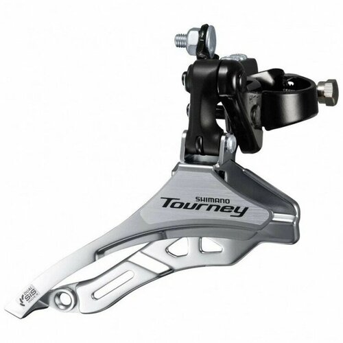 переключатель передний shimano fd ty601 хомут 34 9 мм Передний переключатель скоростей для велосипеда Shimano Tourney, TY-300, 31.8 мм, нижняя тяга, угол:66-69 для 42Т