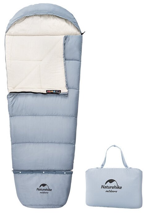 Мешок спальный Naturehike Child C180, 190х75 см, (правый) (ТК: +12°C), Синий