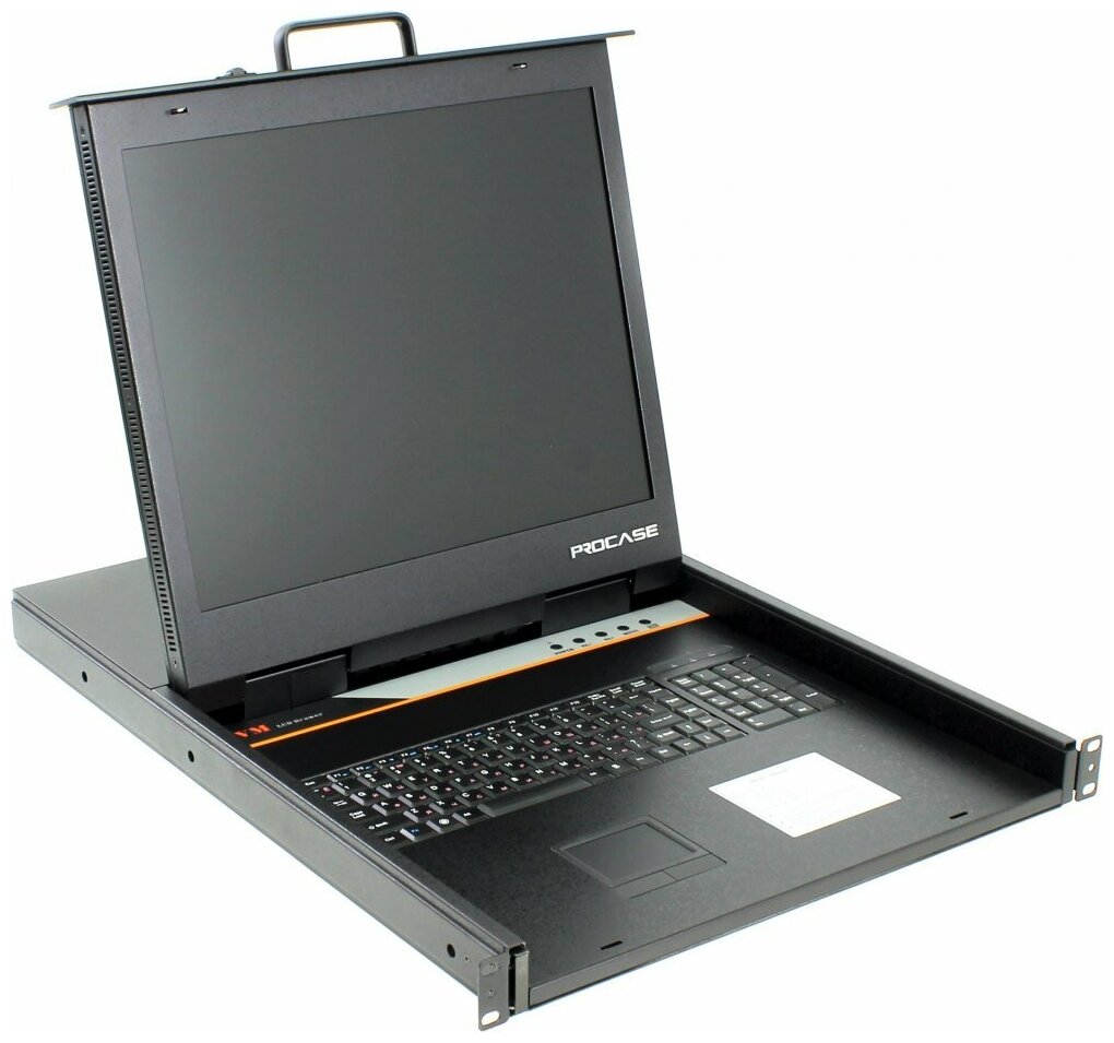 консоли ProCase E1908 Консоль однорельсовая , КВМ 8 порт, LCD 19'', single rail console KVM 8 port, LCD D-Sub, USB, разрешение 1