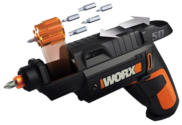 WORX Отвертка аккумуляторная WX254.4 SD Slide Driver, 4 В - фотография № 1