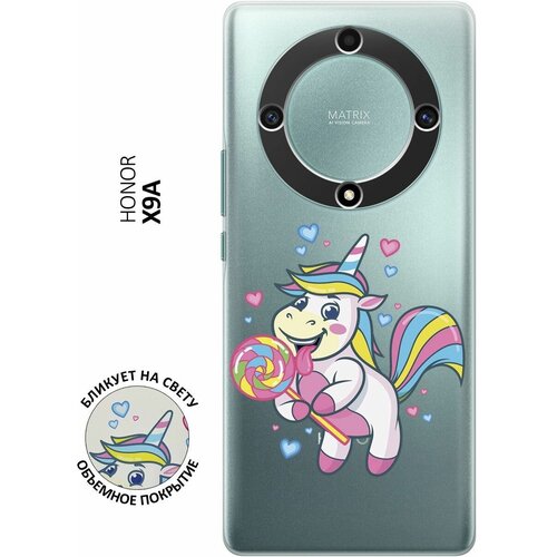 Силиконовый чехол с принтом Unicorn and candy для Honor X9a / Magic5 Lite / Хонор Х9А / Мэджик 5 Лайт чехол книжка на honor x9a magic5 lite хонор х9а мэджик 5 лайт с 3d принтом go sleep w черный