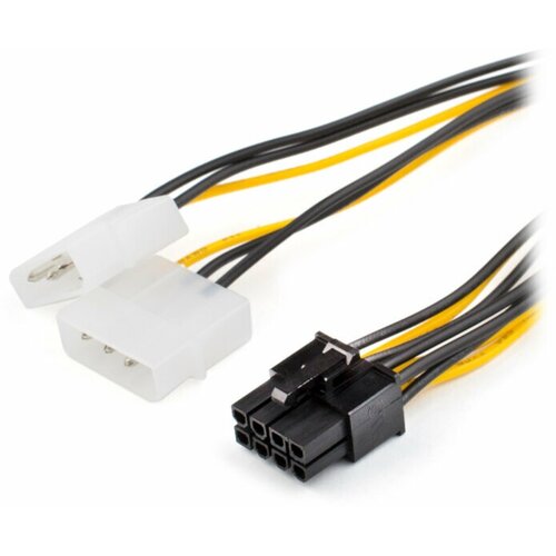 кабель atcom pci e 8 pin 2 x 3 pin molex at8604 черно желтый Аксессуар Кабель ATcom 8-pin - 2x Molex AT8604