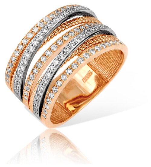 Кольцо Бриллианты Костромы, комбинированное золото, 585 проба, бриллиант, размер 18.5