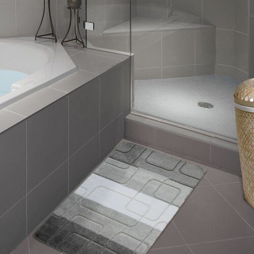 Коврик для ванной и туалета противоскользящий ворсовый 60х100 см серый