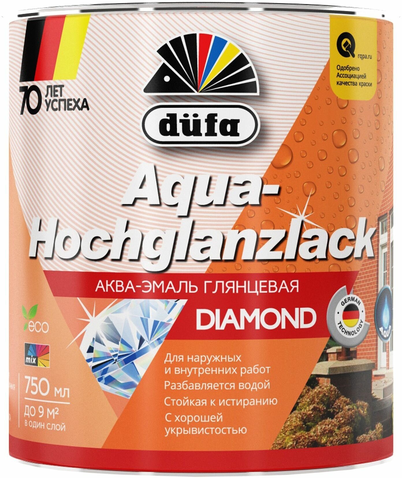 Эмаль универсальная dufa Aqua-Hochglanzlack белая 0,75 л