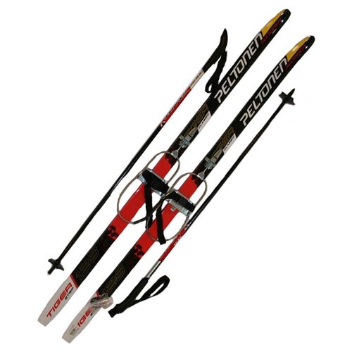фото Лыжный комплект с кабельным креплением (лыжи, палки, крепления) 130 stc степ, peltonen tiger red/white/black
