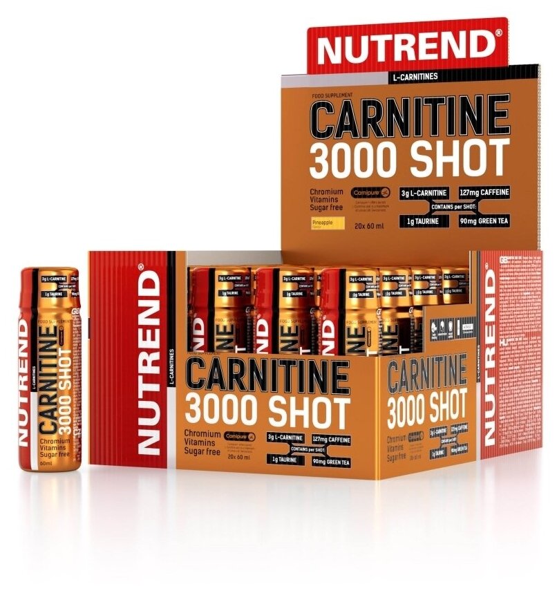 Карнитин жидкий NUTREND CARNITINE 3000 SHOT 20 х 60 мл, Ананас