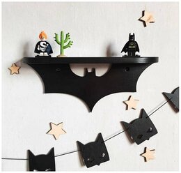 Полка в детскую комнату "бэтмен" / Настенная деревянная / PINOKIO - декор и подарки