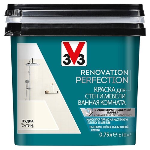 V33 Renovation Perfection для стен и мебели ванная комната полуматовая пудра 0.75 л