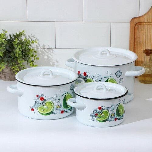 Набор кастрюль Мохито 3 предмета 15 л 29 л 45 л индукция цвет белый 3705₽