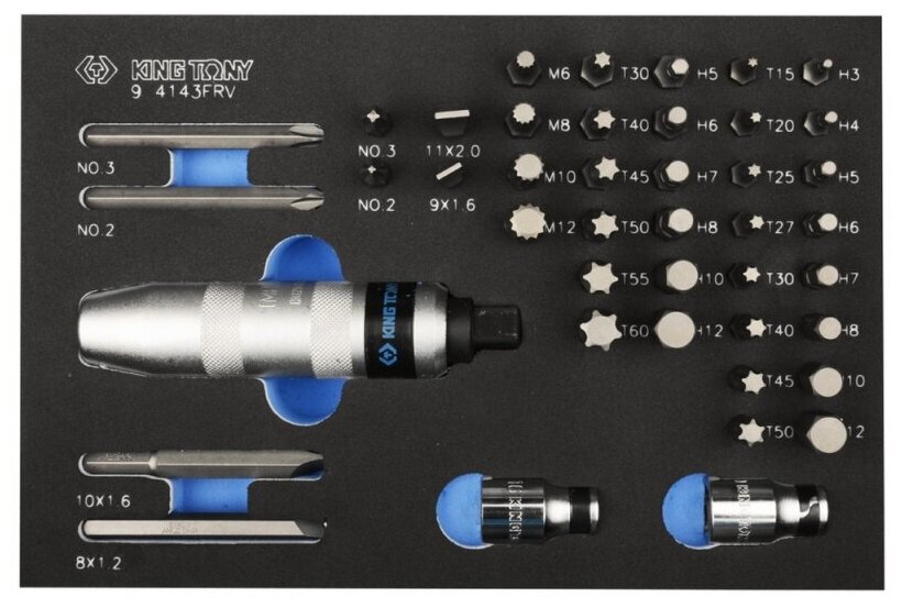 Отвёртка со сменными битами KING TONY 9-4143FRV 43 предм.