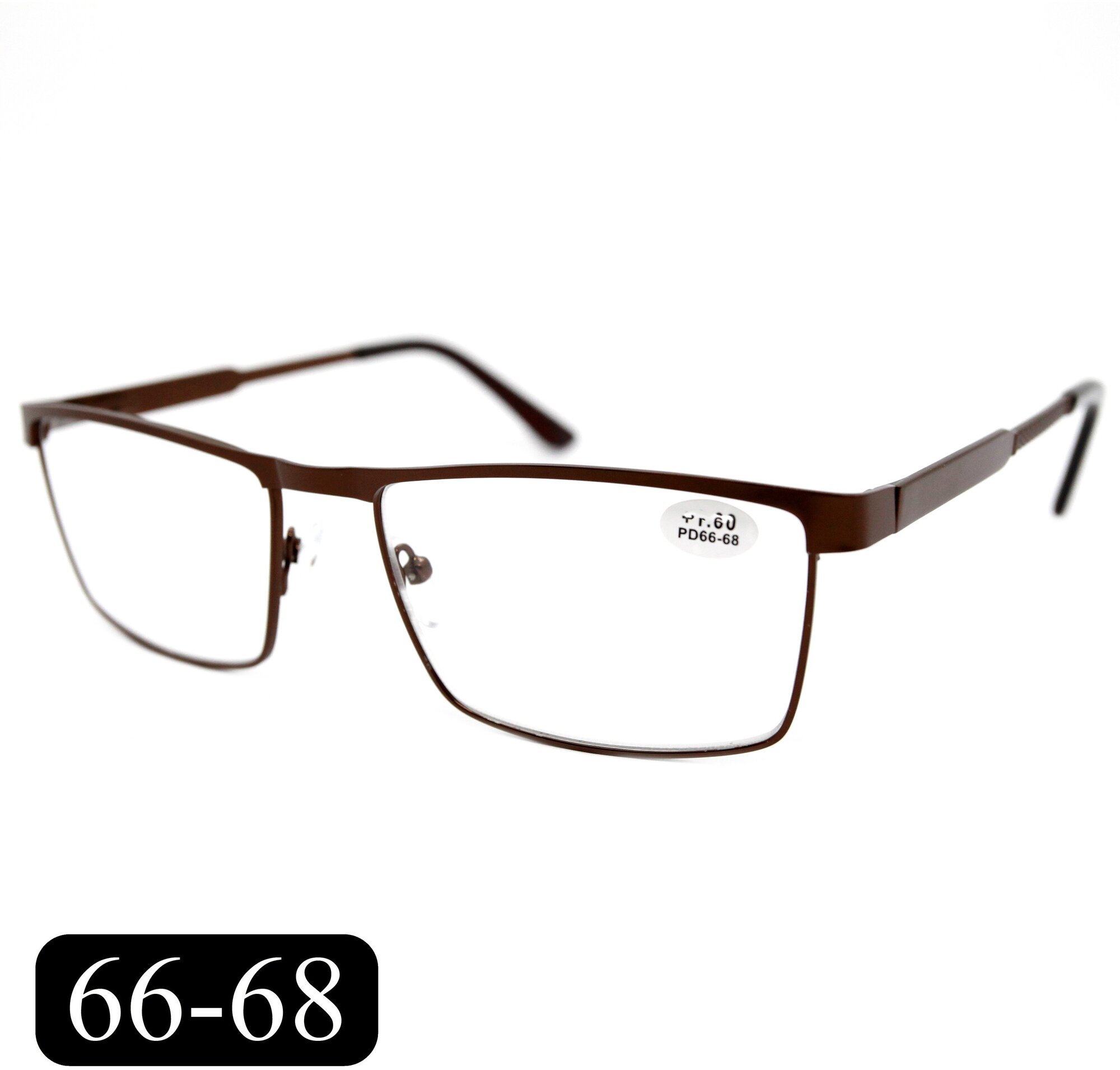 Готовые очки на крупное лицо РЦ 66-68 (+2.00) мост 342 M1 без футляра цвет коричневый линзы пластик РЦ 66-68