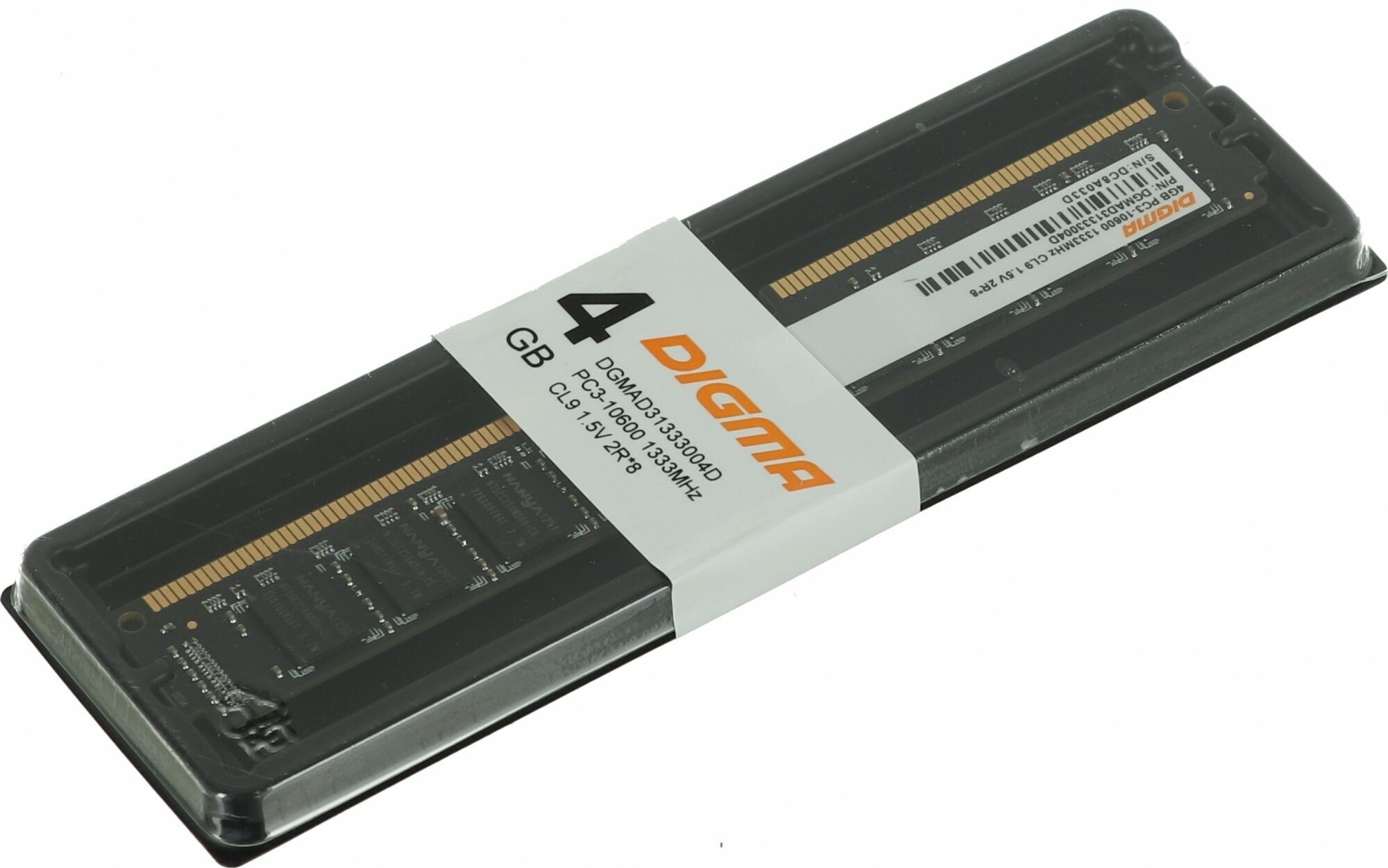 Память DDR3 4Gb 1333MHz Digma DGMAD31333004D RTL PC3-10600 CL9 DIMM 240-pin 1.5В Низкопрофильная dua