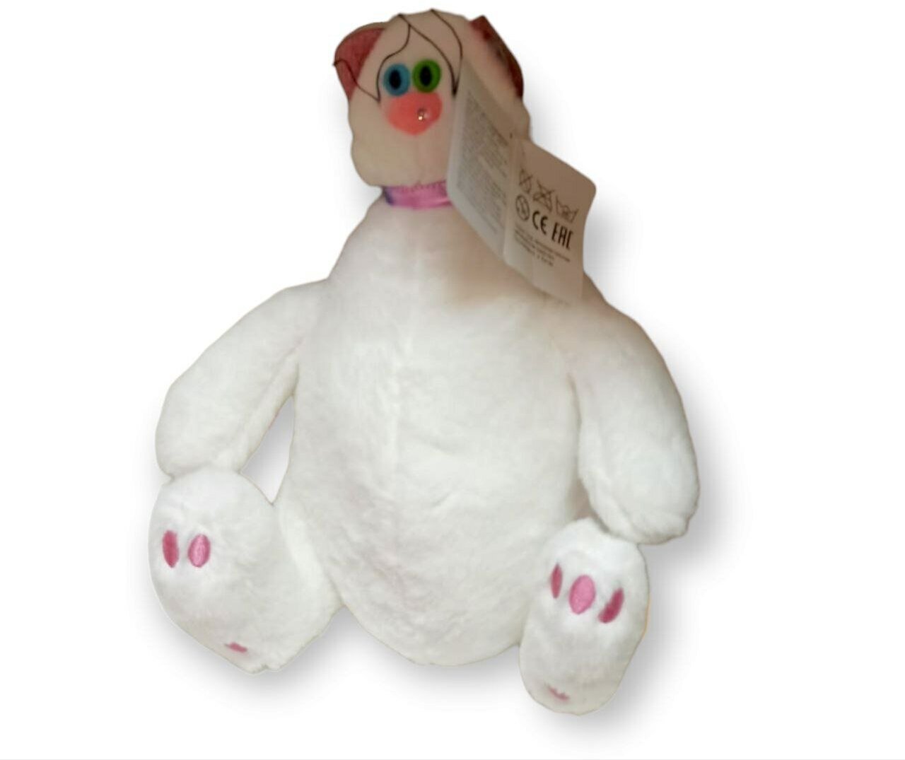 Мягкая игрушка Кошка плюшевая белая с ленточкой на шее 30 см