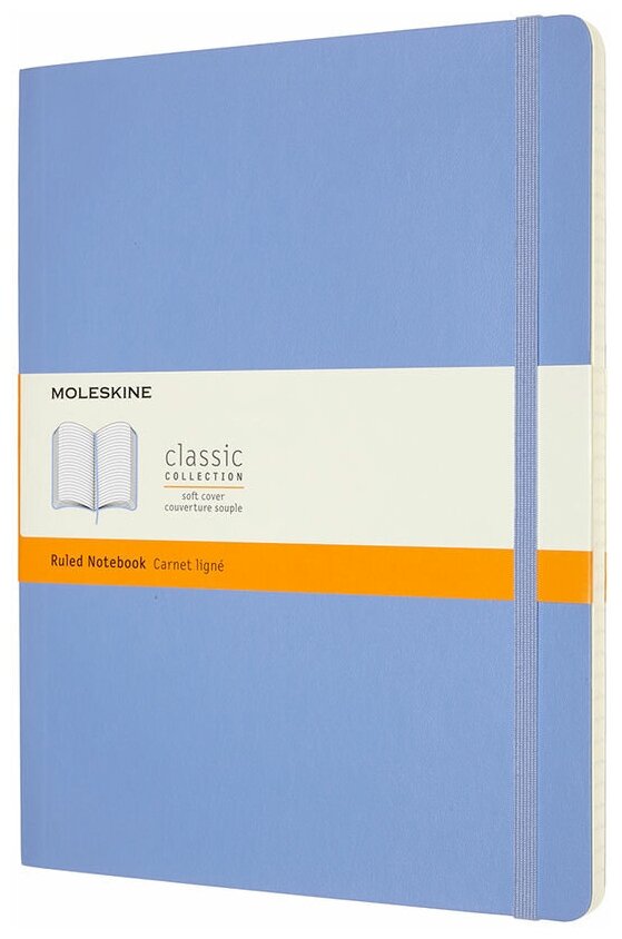 Блокнот карманный MOLESKINE QP621B42 XLarge 190х250мм 192стр. линейка мягкая обложка голубая гортензия.