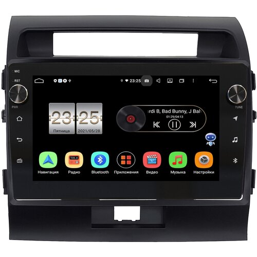 Штатная магнитола Toyota Land Cruiser 200 2007-2015 авто с NAVI (черная матовая) OEM BPX610-010 Android 10 (4/64, DSP, IPS, с крутилками)
