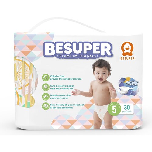 фото Diapers-подгузники besuper premium, размер xl (5) 12+ кг. 30 шт.