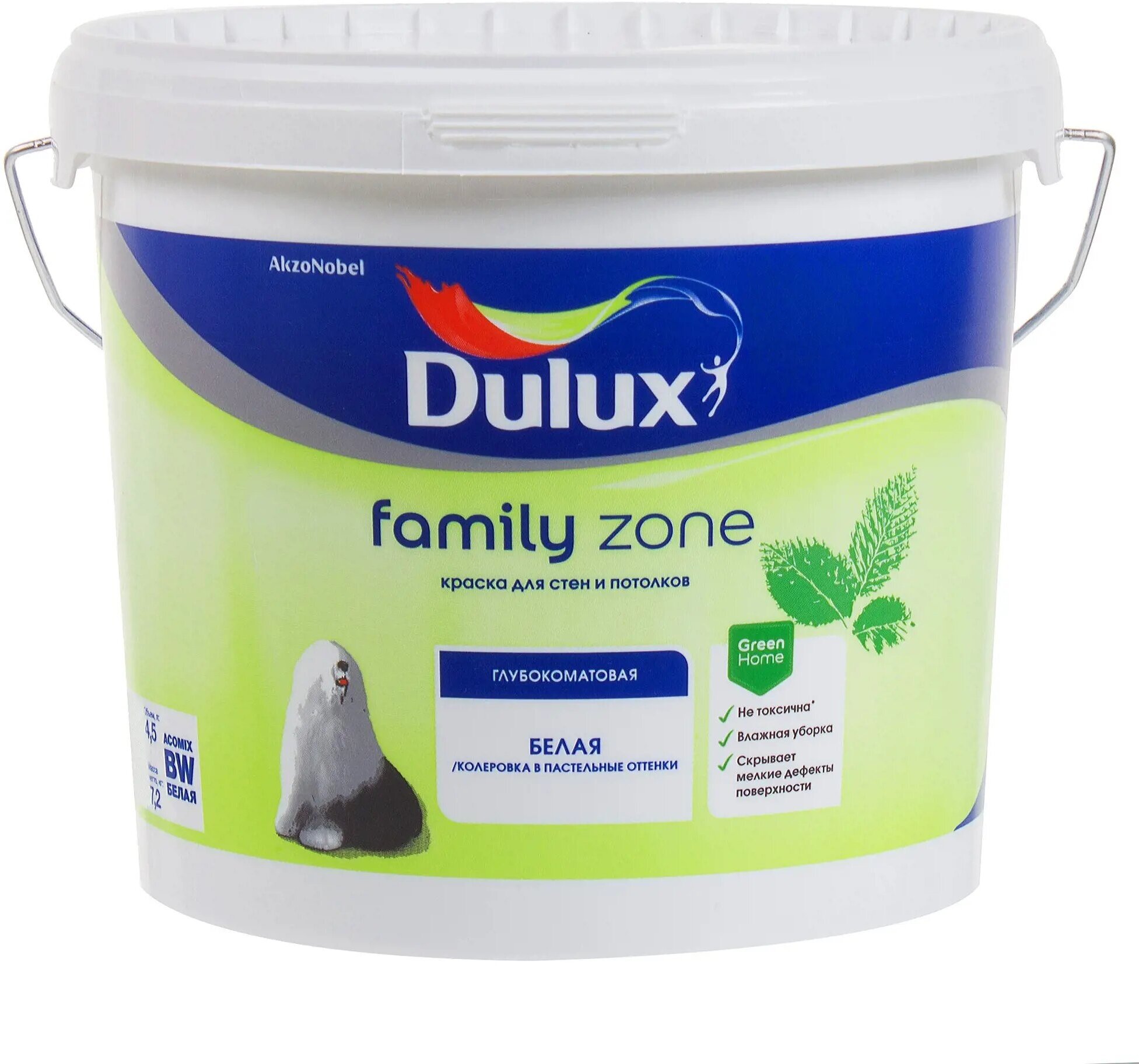 Краска на водной основе Dulux Family Zone база BW 4.5 л