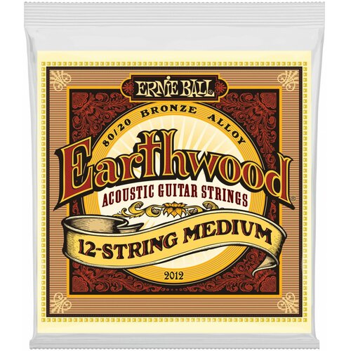 Струны для 12-струнной акустической гитары Ernie Ball P02012 Earthwood 80/20 Bronze 12 Medium (11-11.15-15.24w-10.30-14.42-22w.52-28) ernie ball 11 52 earthwood 3004 3 sets