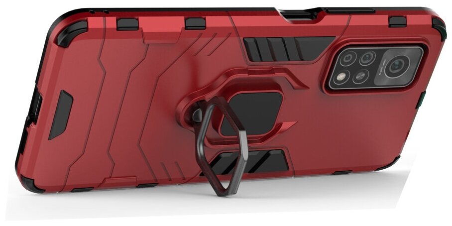 Противоударный чехол с кольцом Panther Case для Xiaomi Mi 10T (Pro) красный