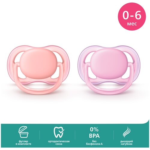 Пустышка 0-6 месяцев 2 шт. Philips Avent ultra air SCF245/20