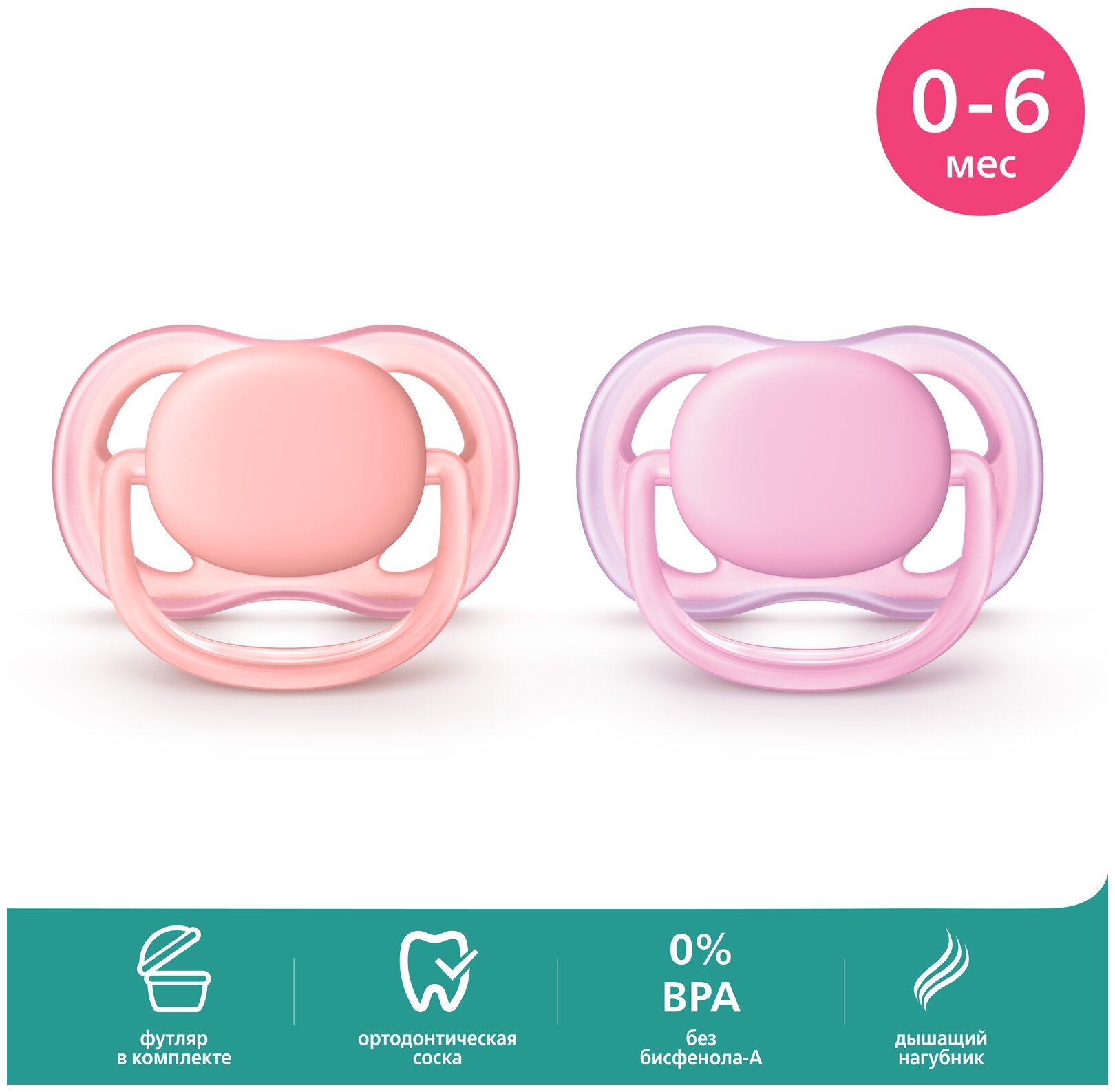 Пустышка 0-6 месяцев 2 шт. Philips Avent ultra air SCF245/20