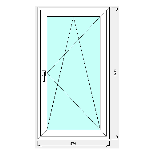 ПВХ окно ш874*в1608 (3стекла)
