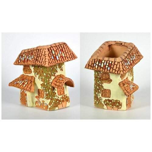 Керамическое кашпо Тоскана высокая желтое d20см, высота 24см, отверстие 12*10см, 2 литра