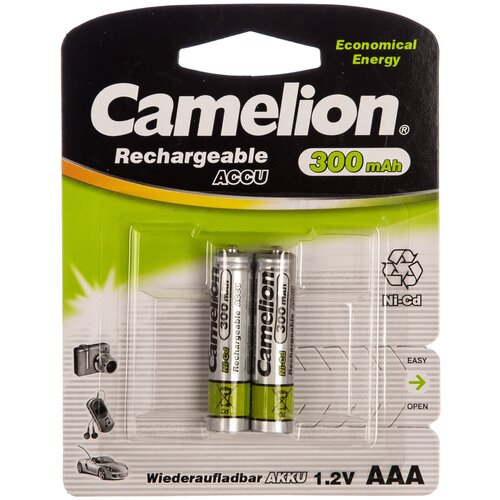 Аккумулятор бытовой Camelion R03 AAA BL2 NI-CD 300mAh аккумулятор ni cd 300 ма·ч 1 2 в camelion nc aaa300 в упаковке 2 шт