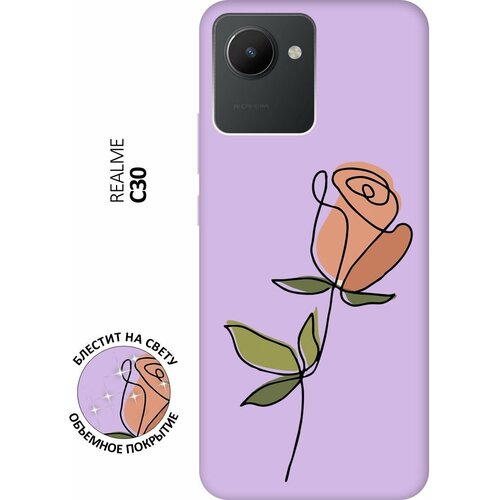 Силиконовый чехол на realme C30, Рилми С30 Silky Touch Premium с принтом Rose сиреневый силиконовый чехол на realme c30 рилми с30 silky touch premium с принтом cosmocorgi сиреневый