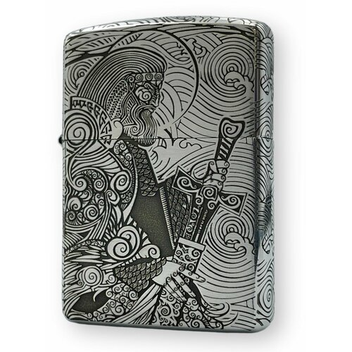 Зажигалка бензиновая Zippo Armor Хром с гравировкой Перун зажигалка бензиновая zippo armor хром с гравировкой эпоха ссср