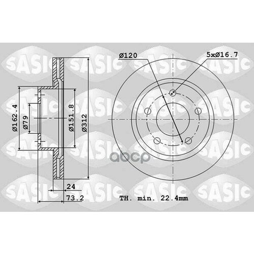 Диск Тормозной Bmw 1(F20/21)/3(F30/31) Sasic арт. 6106201