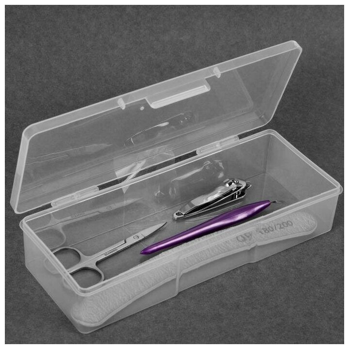 Органайзер для хранения, с крышкой, 18,5 × 7 × 3,5 см, цвет прозрачный, 2 штуки