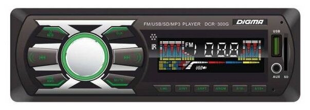 Автомагнитола Digma DCR-300G USB MP3 FM 1DIN 4x45Вт черный