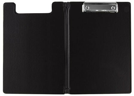 Папка-планшет малый формат (180х255 мм) А5, BRAUBERG, с прижимом и крышкой, картон/ПВХ, черная, 227980