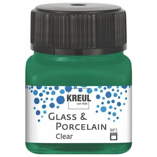 Краска по стеклу и фарфору /Зелёный тёмный/ KREUL Clear на водн. основе, 20 мл