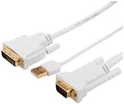 Atcom Кабель-переходник DVI-D Dual Link<->D-Sub Atcom AT9505, с доп. питанием USB, белый (1.8м) (ret)