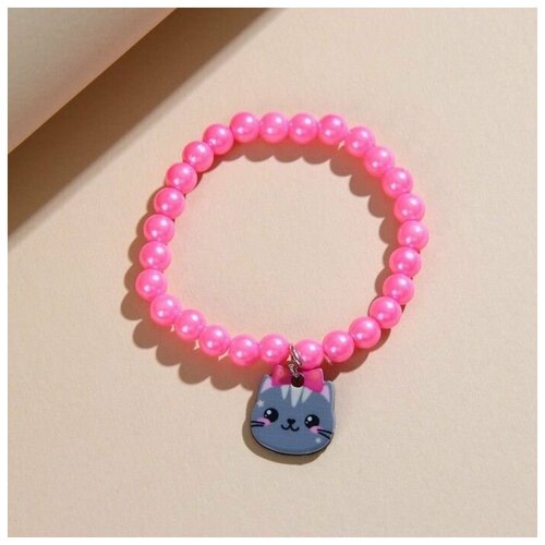 фото Браслет, акрил, размер 10 см, розовый made in china