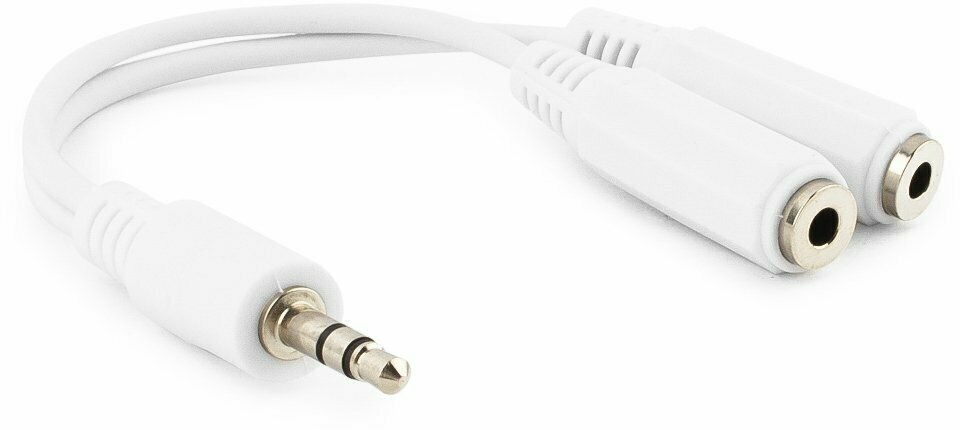 Набор из 3 штук Кабель разветвитель аудио сигнала Cablexpert CCA-415W, джек 3.5 папа->2х джек 3.5 мама, 10 см, белый