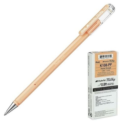 Ручка гелевая Hybrid Milky узел 0.8мм, чернила пастельные оранжевые K108-PF