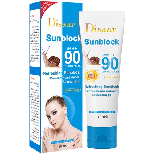 Disaar Крем Солнцезащитный Refreshing SunBlock SPF 90++ Увлажняющий с экстрактом Улитки, 100 мл