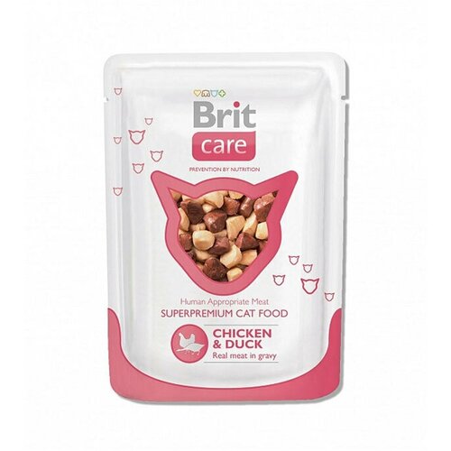 Пауч для кошек Brit Care Курица и утка, 80г, 3 шт.