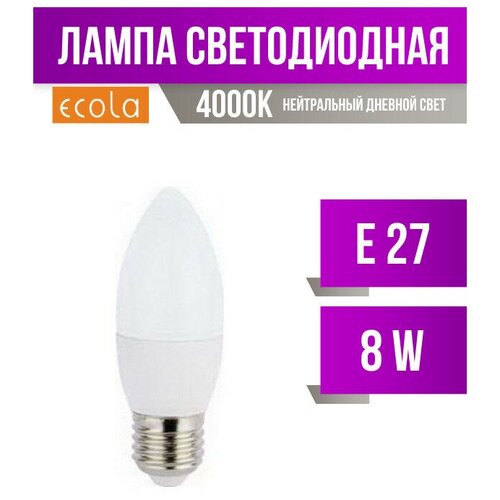 Ecola свеча E27 8W 4000K 4K 100x37 C7LV80ELC