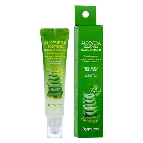 Сыворотка-роллер для кожи вокруг глаз с экстрактом алоэ Aloevera Soothing Rolling Eye Serum, FarmStay, 8809615882610