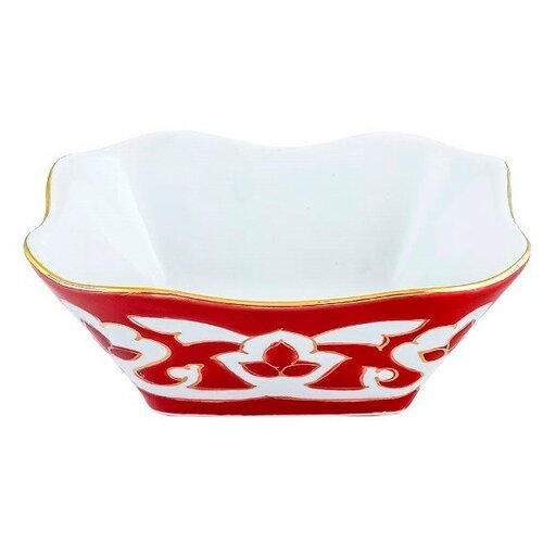 Салатница Красная Пахта, Turon Porcelain, с золотом, Ø 11 см,
