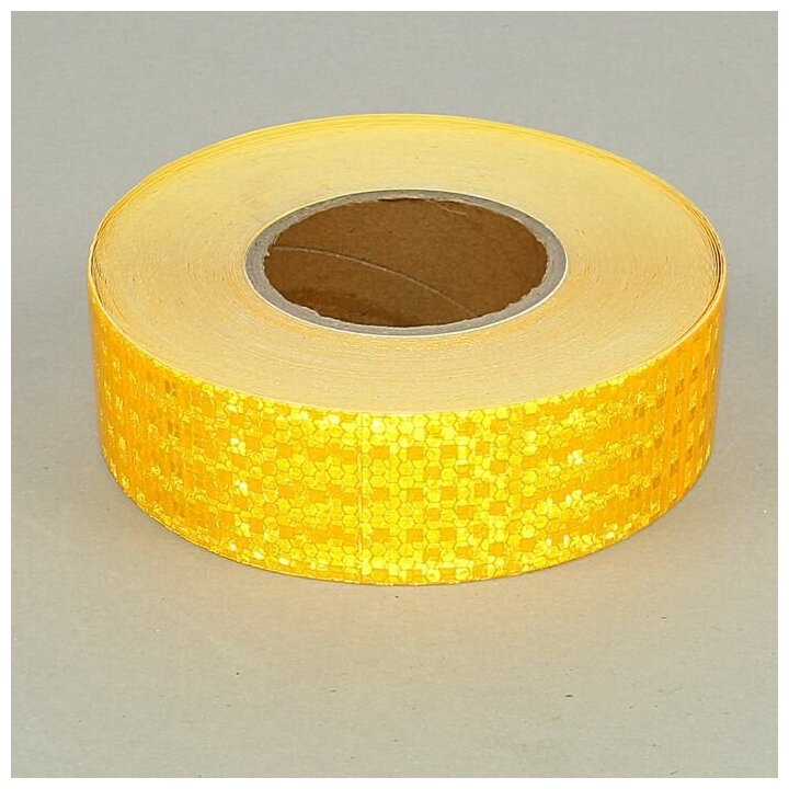 Светоотражающая лента, самоклеящаяся, желтая, 5 см × 45 м