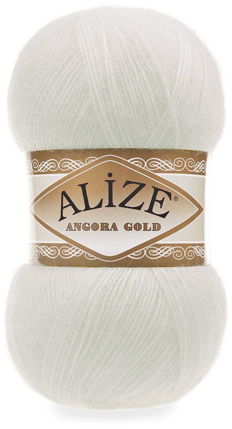 Пряжа Alize Angora Gold молочный (62), 80%акрил/20%шерсть, 550м, 100г, 1шт